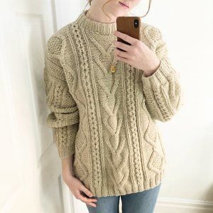Vintage Aran Fisherman Cable Knit Celtic Sweater